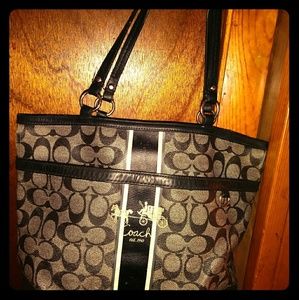 Black and grey coach bag